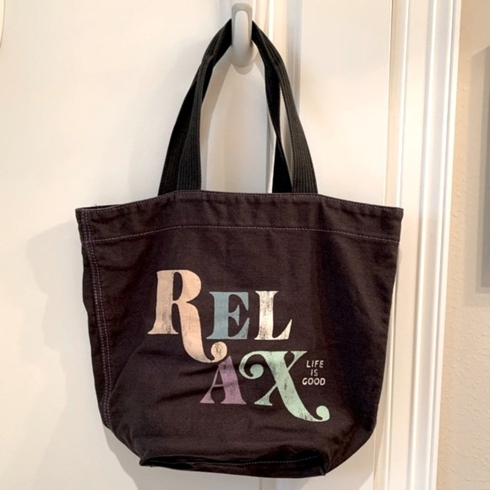 Life Is Good “Relax” Distressed Gray Tote Bag